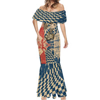 Ska 2 Tone Mermaid Dress Big Ben Dance Two Tone Blue Checkerboard - Wonder Print Shop