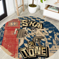 Ska 2 Tone Round Carpet Big Ben Dance Two Tone Blue Checkerboard - Wonder Print Shop