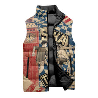 Ska 2 Tone Sleeveless Puffer Jacket Big Ben Dance Two Tone Blue Checkerboard - Wonder Print Shop