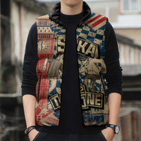 Ska 2 Tone Sleeveless Puffer Jacket Big Ben Dance Two Tone Blue Checkerboard - Wonder Print Shop