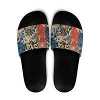 Ska 2 Tone Slide Sandals Big Ben Dance Two Tone Blue Checkerboard - Wonder Print Shop