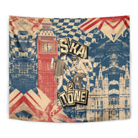 Ska 2 Tone Tapestry Big Ben Dance Two Tone Blue Checkerboard - Wonder Print Shop