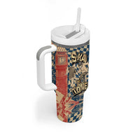 Ska 2 Tone Tumbler With Handle Big Ben Dance Two Tone Blue Checkerboard - Wonder Print Shop