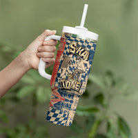 Ska 2 Tone Tumbler With Handle Big Ben Dance Two Tone Blue Checkerboard - Wonder Print Shop