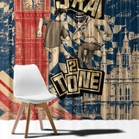 Ska 2 Tone Window Curtain Big Ben Dance Two Tone Blue Checkerboard - Wonder Print Shop