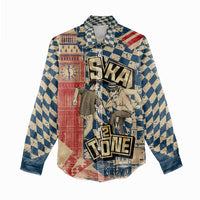 Ska 2 Tone Women Casual Shirt Big Ben Dance Two Tone Blue Checkerboard - Wonder Print Shop
