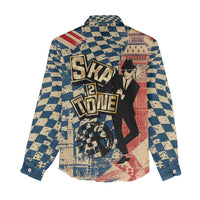 Ska 2 Tone Women Casual Shirt Big Ben Dance Two Tone Blue Checkerboard - Wonder Print Shop