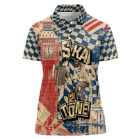 Ska 2 Tone Women Polo Shirt Big Ben Dance Two Tone Blue Checkerboard - Wonder Print Shop