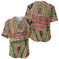 Darfur Sudan Baseball Jersey with Red Green Beige Tribal Pattern - Wonder Print Shop
