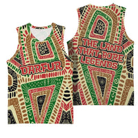 Darfur Sudan Basketball Jersey with Red Green Beige Tribal Pattern - Wonder Print Shop