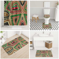 Darfur Sudan Bathroom Set with Red Green Beige Tribal Pattern - Wonder Print Shop