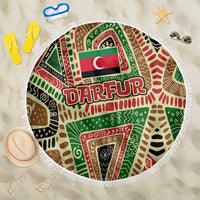Darfur Sudan Beach Blanket with Red Green Beige Tribal Pattern - Wonder Print Shop