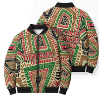 Darfur Sudan Bomber Puffer Jacket with Red Green Beige Tribal Pattern - Wonder Print Shop