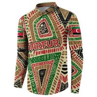 Darfur Sudan Button Sweatshirt with Red Green Beige Tribal Pattern - Wonder Print Shop