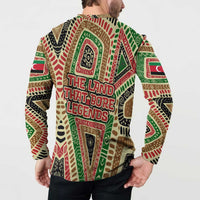 Darfur Sudan Button Sweatshirt with Red Green Beige Tribal Pattern - Wonder Print Shop