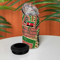 Darfur Sudan 4 in 1 Can Cooler Tumbler with Red Green Beige Tribal Pattern - Wonder Print Shop