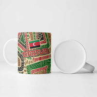 Darfur Sudan Ceramic Mug with Red Green Beige Tribal Pattern - Wonder Print Shop