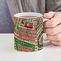 Darfur Sudan Ceramic Mug with Red Green Beige Tribal Pattern - Wonder Print Shop