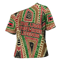 Darfur Sudan Cross Shoulder Shirt with Red Green Beige Tribal Pattern - Wonder Print Shop