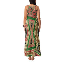 Darfur Sudan Family Matching Tank Maxi Dress and Hawaiian Shirt with Red Green Beige Tribal Pattern - Wonder Print Shop