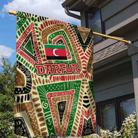 Darfur Sudan Garden Flag with Red Green Beige Tribal Pattern - Wonder Print Shop