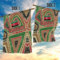 Darfur Sudan Garden Flag with Red Green Beige Tribal Pattern - Wonder Print Shop