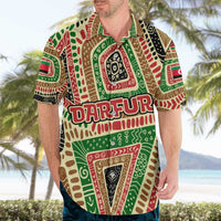 Darfur Sudan Hawaiian Shirt with Red Green Beige Tribal Pattern - Wonder Print Shop