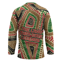 Darfur Sudan Hockey Jersey with Red Green Beige Tribal Pattern - Wonder Print Shop