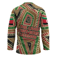 Darfur Sudan Hockey Jersey with Red Green Beige Tribal Pattern - Wonder Print Shop