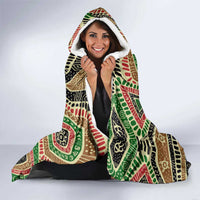 Darfur Sudan Hooded Blanket with Red Green Beige Tribal Pattern - Wonder Print Shop