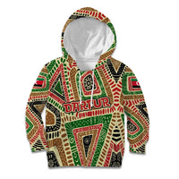 Darfur Sudan Kid Hoodie with Red Green Beige Tribal Pattern - Wonder Print Shop