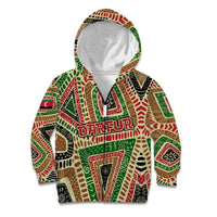 Darfur Sudan Kid Hoodie with Red Green Beige Tribal Pattern - Wonder Print Shop