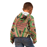Darfur Sudan Kid Hoodie with Red Green Beige Tribal Pattern - Wonder Print Shop