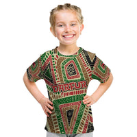 Darfur Sudan Kid T Shirt with Red Green Beige Tribal Pattern - Wonder Print Shop