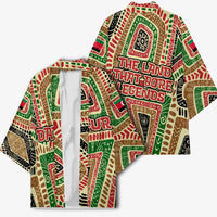 Darfur Sudan Kimono with Red Green Beige Tribal Pattern - Wonder Print Shop