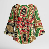 Darfur Sudan Kimono Sleeve Blouse with Red Green Beige Tribal Pattern - Wonder Print Shop