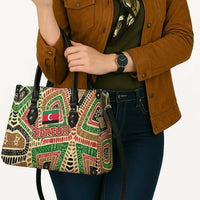 Darfur Sudan Leather Bag with Red Green Beige Tribal Pattern - Wonder Print Shop