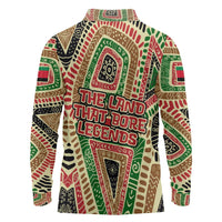Darfur Sudan Long Sleeve Polo Shirt with Red Green Beige Tribal Pattern - Wonder Print Shop