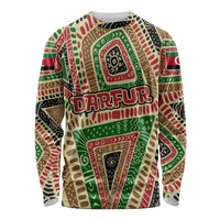 Darfur Sudan Long Sleeve Shirt with Red Green Beige Tribal Pattern - Wonder Print Shop