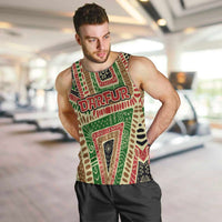 Darfur Sudan Men Tank Top with Red Green Beige Tribal Pattern - Wonder Print Shop