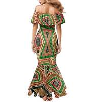 Darfur Sudan Mermaid Dress with Red Green Beige Tribal Pattern - Wonder Print Shop