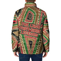 Darfur Sudan Padded Jacket with Red Green Beige Tribal Pattern - Wonder Print Shop