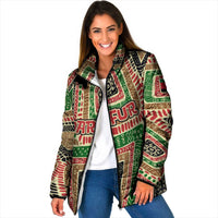 Darfur Sudan Padded Jacket with Red Green Beige Tribal Pattern - Wonder Print Shop