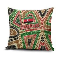 Darfur Sudan Pillow Cover with Red Green Beige Tribal Pattern - Wonder Print Shop