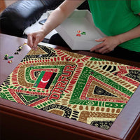 Darfur Sudan Puzzle with Red Green Beige Tribal Pattern - Wonder Print Shop