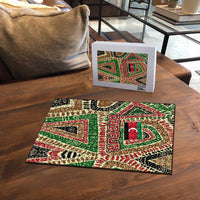 Darfur Sudan Puzzle with Red Green Beige Tribal Pattern - Wonder Print Shop