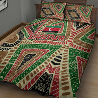 Darfur Sudan Quilt Bed Set with Red Green Beige Tribal Pattern - Wonder Print Shop