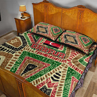 Darfur Sudan Quilt Bed Set with Red Green Beige Tribal Pattern - Wonder Print Shop