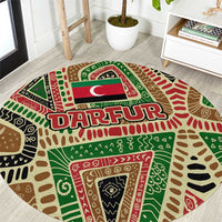 Darfur Sudan Round Carpet with Red Green Beige Tribal Pattern - Wonder Print Shop