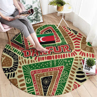 Darfur Sudan Round Carpet with Red Green Beige Tribal Pattern - Wonder Print Shop